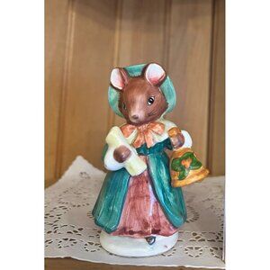 Vintage Schmid Christmas Mouse Figurine Hand-Painted Porcelain Vintage Collectib